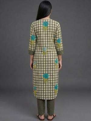 contemporary formal women printed regular kurta with trousers 3