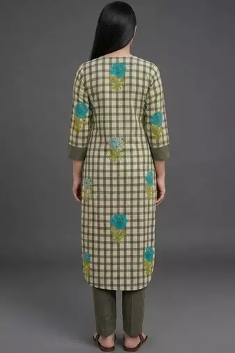 contemporary formal women printed regular kurta with trousers