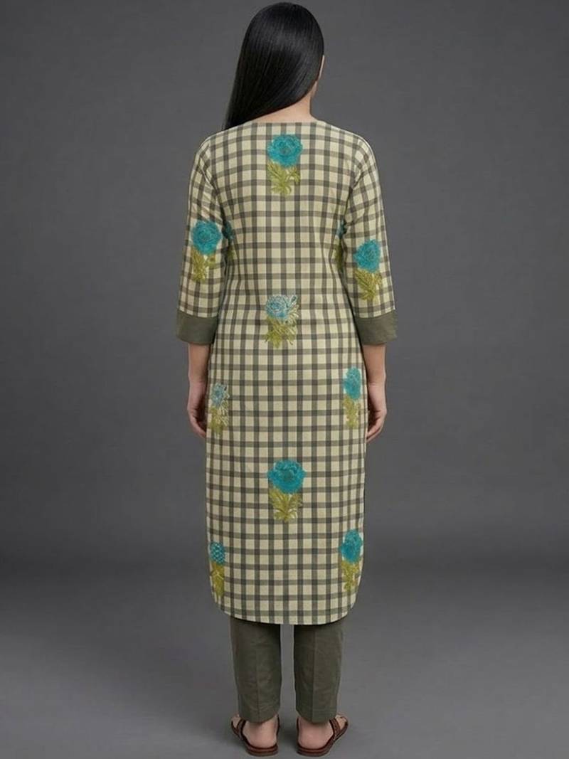 contemporary formal women printed regular kurta with trousers