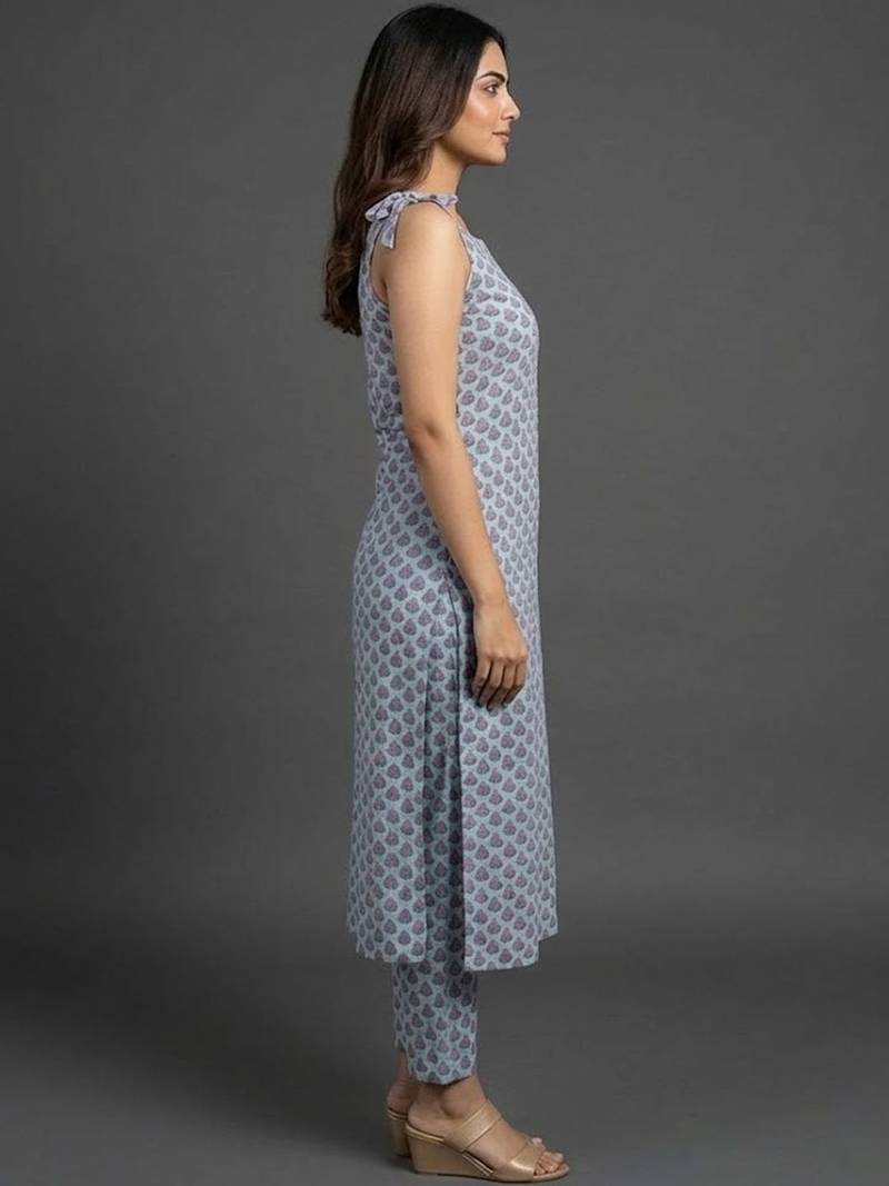 office-wear women ethnic motifs printed regular kurta with trousers & with dupatta