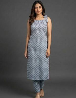 office-wear women ethnic motifs printed regular kurta with trousers & with dupatta 4