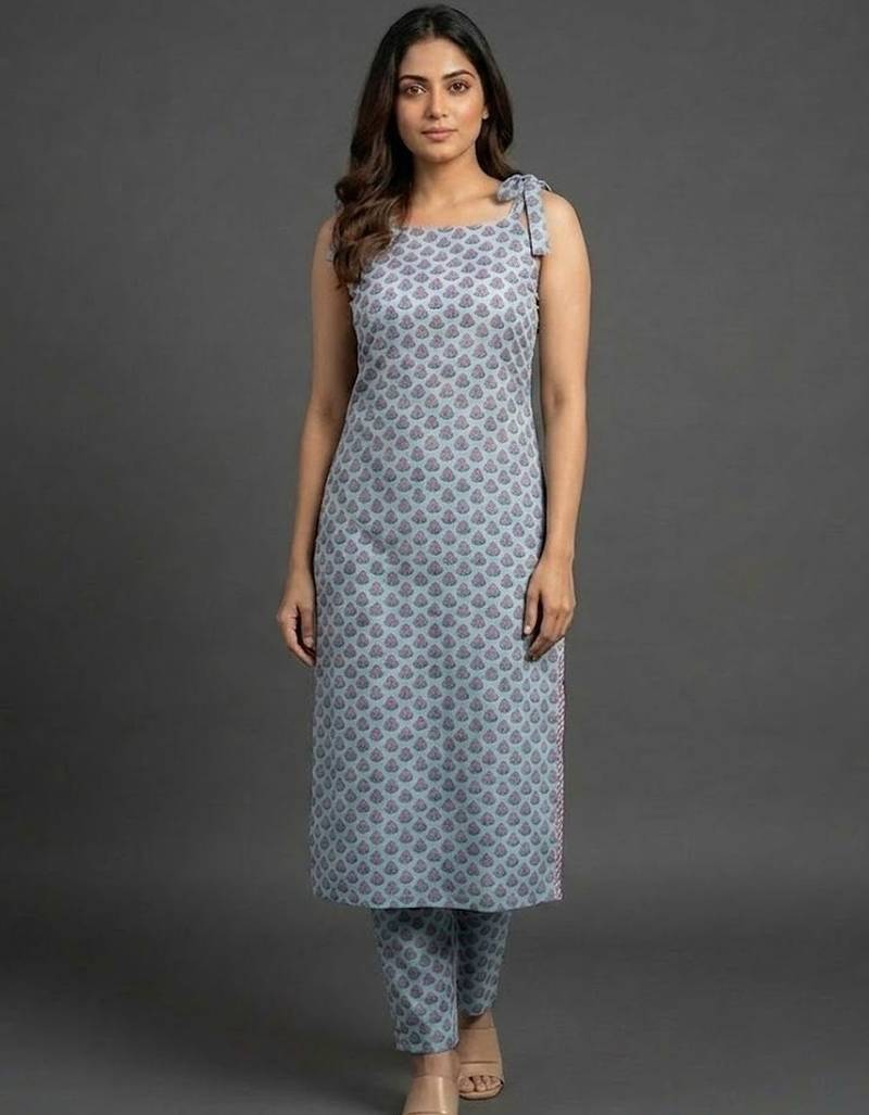 office-wear women ethnic motifs printed regular kurta with trousers & with dupatta