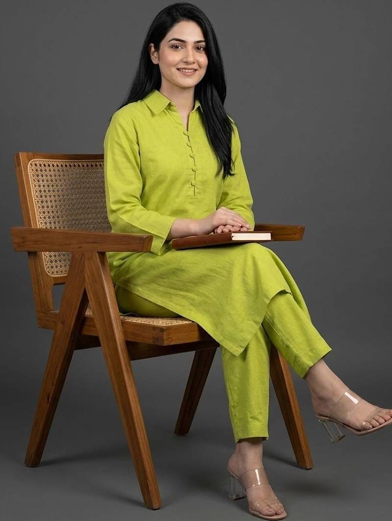 tailored women regular kurta with trousers