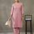 contemporary formal women striped regular thread work cotton kurta with trousers