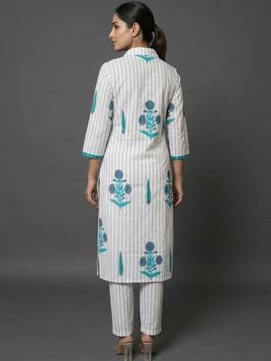 formal women printed regular kurta with trousers 3