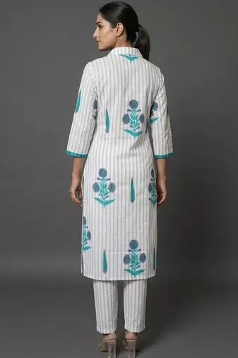 formal women printed regular kurta with trousers
