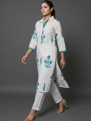 formal women printed regular kurta with trousers 4