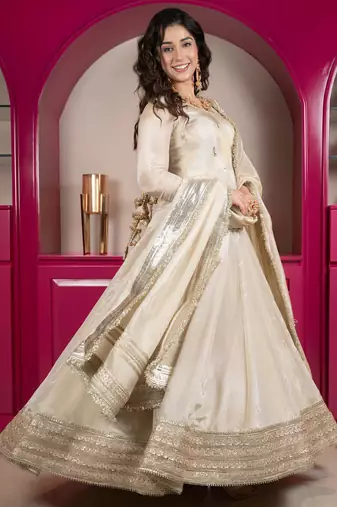 Royal ivory cosmo anarkali