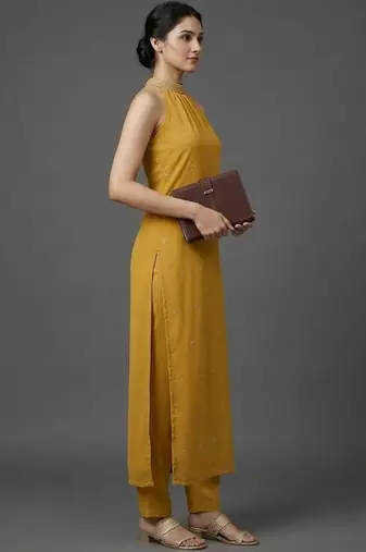 formal women ethnic motifs printed regular beads and stones silk georgette kurta with trousers