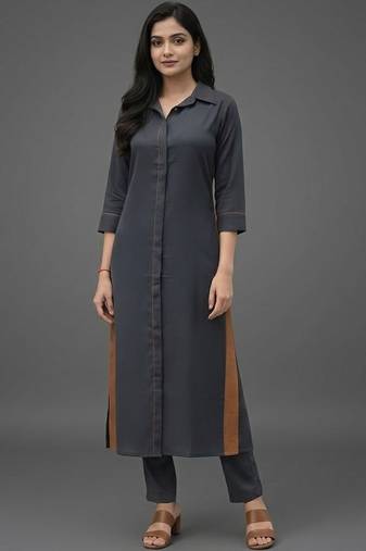 office-wear women regular kurta with trousers