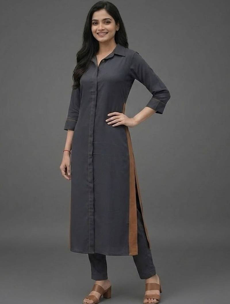 office-wear women regular kurta with trousers