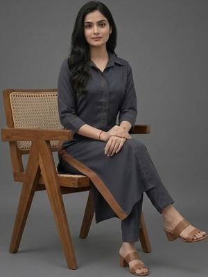 office-wear women regular kurta with trousers 5