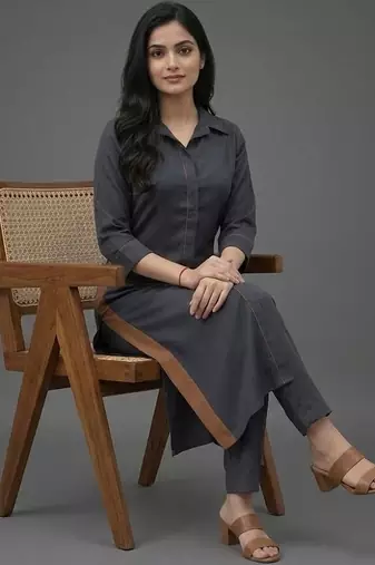 office-wear women regular kurta with trousers