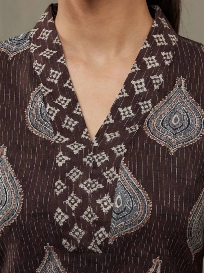 office-wear women ethnic motifs printed regular cotton kurta with palazzos