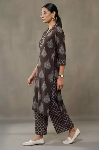 office-wear women ethnic motifs printed regular cotton kurta with palazzos