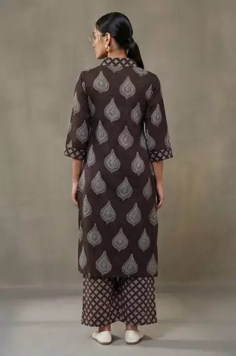 office-wear women ethnic motifs printed regular cotton kurta with palazzos