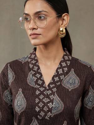 office-wear women ethnic motifs printed regular cotton kurta with palazzos 6