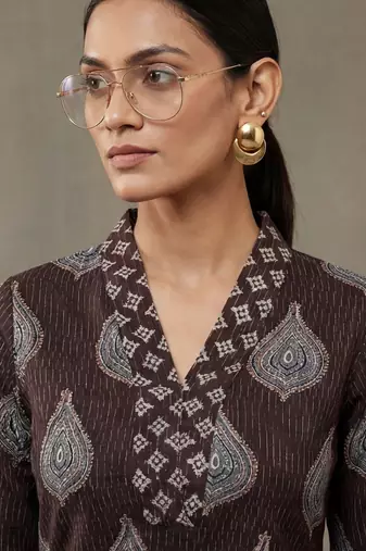 office-wear women ethnic motifs printed regular cotton kurta with palazzos