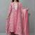 contemporary flare floral printed regular mirror work kurta with trousers & with dupatta