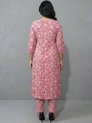 contemporary flare floral printed regular mirror work kurta with trousers & with dupatta 3