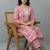 contemporary flare floral printed regular mirror work kurta with trousers & with dupatta