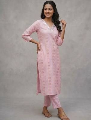 daily wear printed cotton ethnic motifs printed regular sequinned kurta with trousers 5
