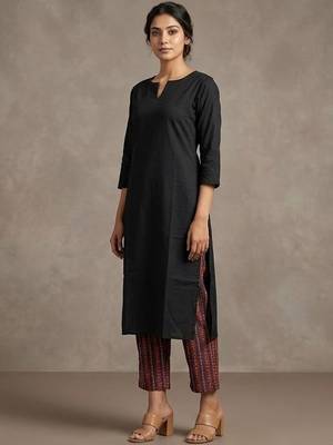 urban ethnic cotton ethnic motifs regular kurta with trousers 1