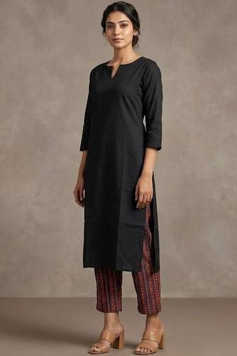 urban ethnic cotton ethnic motifs regular kurta with trousers