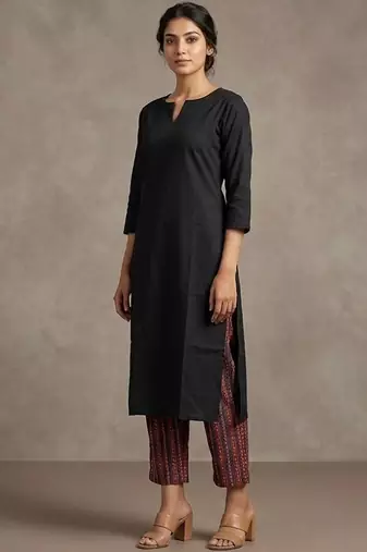 urban ethnic cotton ethnic motifs regular kurta with trousers
