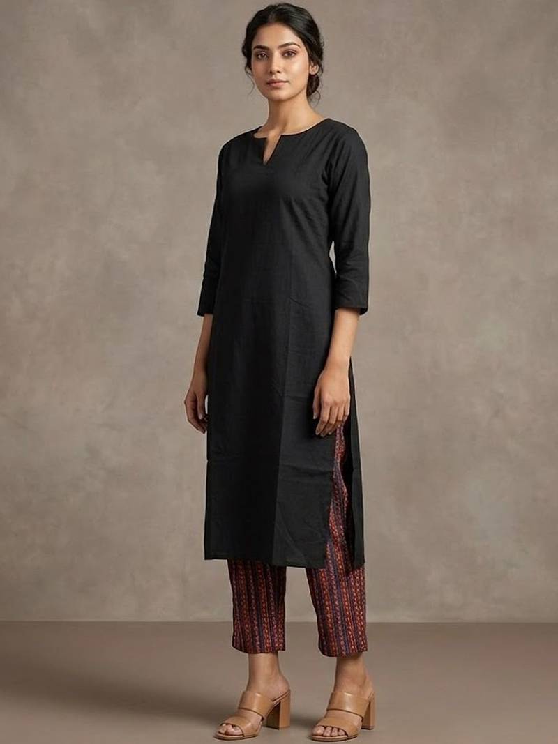 urban ethnic cotton ethnic motifs regular kurta with trousers