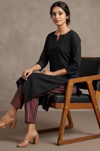 urban ethnic cotton ethnic motifs regular kurta with trousers