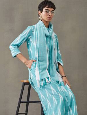 formal women printed regular cotton kurta with trousers & with dupatta 6