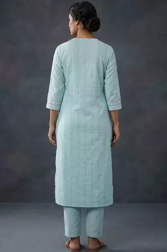 smart regular thread work kurta with trousers