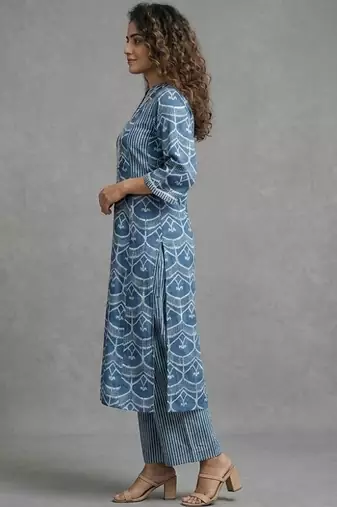 structured cotton printed printed regular kurta with palazzos