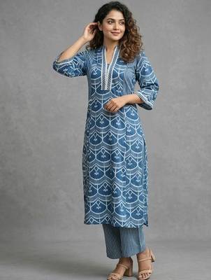 structured cotton printed printed regular kurta with palazzos 4