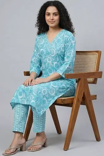 easy-moving ethnic motifs printed regular sequinned kurta with trousers & with dupatta