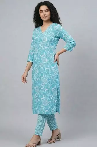 easy-moving ethnic motifs printed regular sequinned kurta with trousers & with dupatta