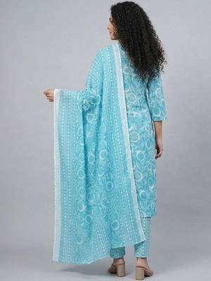 easy-moving ethnic motifs printed regular sequinned kurta with trousers & with dupatta 6