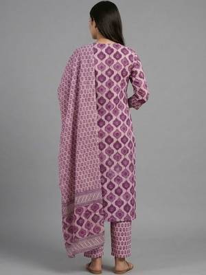 smart printed ethnic motifs printed regular cotton kurta with trousers & with dupatta 3