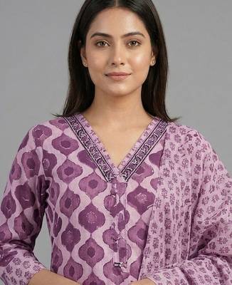 smart printed ethnic motifs printed regular cotton kurta with trousers & with dupatta 6