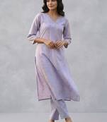 printed formal cotton ethnic motifs printed regular thread work kurta with trousers