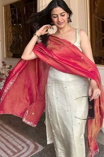 Ivory  buti work kurta set