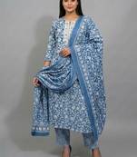 flare workwear ethnic motifs printed regular thread work kurta with trousers & with dupatta