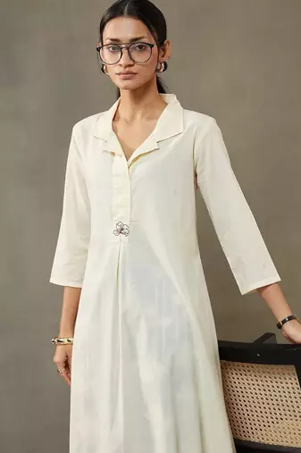 structured a-line floral regular thread work cotton kurta with palazzos
