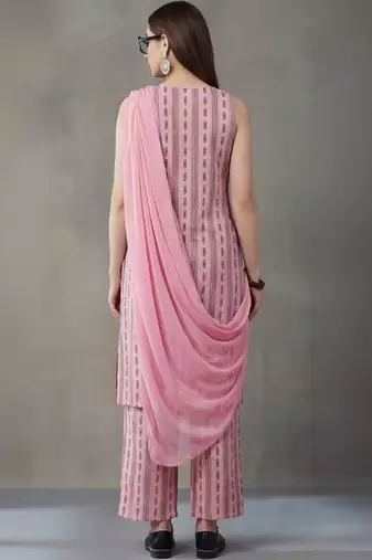 smart women floral embroidered regular thread work cotton kurta with trousers & with dupatta