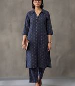women floral embroidered regular mirror work cotton kurta with trousers