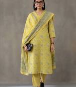 contemporary flare printed cotton kurta with palazzos & with dupatta