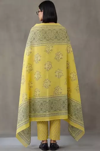 contemporary flare printed cotton kurta with palazzos & with dupatta