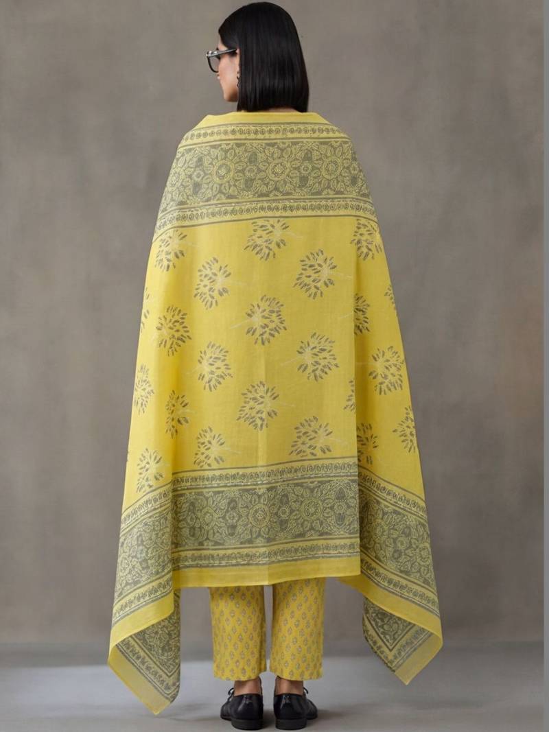 contemporary flare printed cotton kurta with palazzos & with dupatta