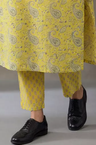 contemporary flare printed cotton kurta with palazzos & with dupatta